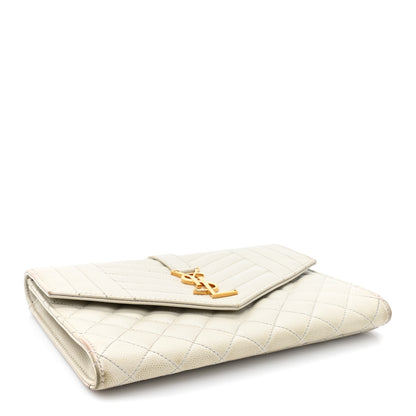 Saint Laurent Grain De Poudre Textured Mixed Matelasse Triquilt Monogram Clutch Blanc Vintage 4 of 19