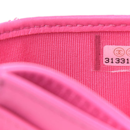 Chanel Lambskin Quilted Card Holder Neon Pink 7 of 9