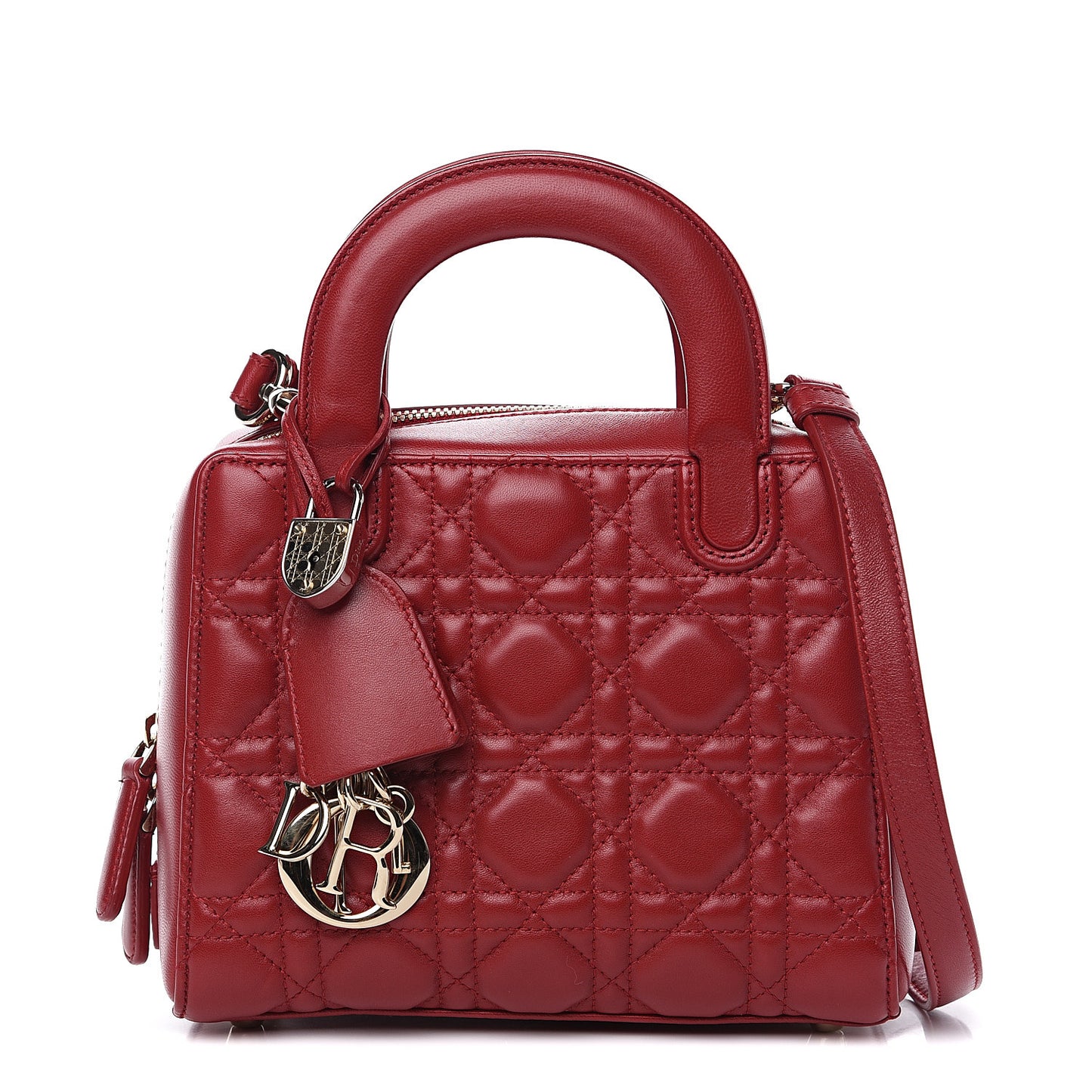 Lambskin Cannage Lily Tote Dark Red