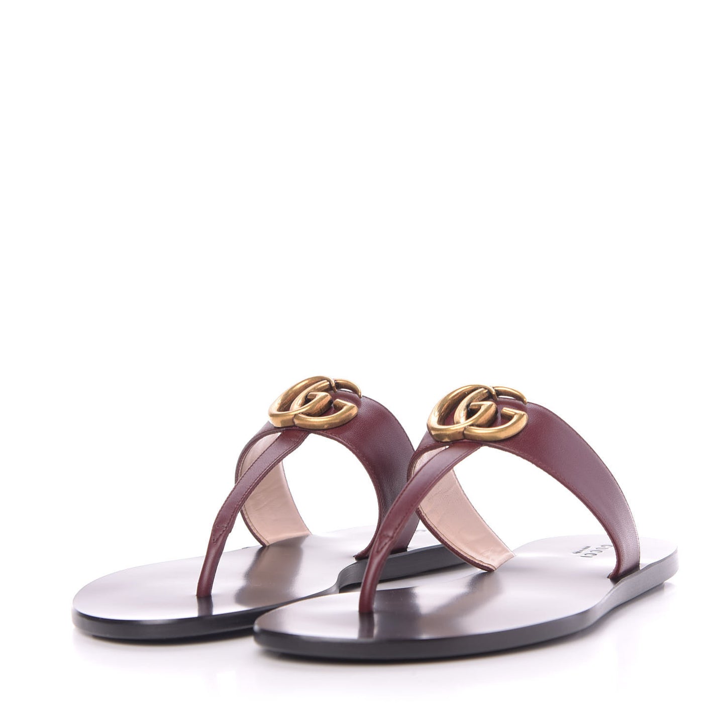Calfskin GG Marmont Thong Sandals 37 Vintage Bordeaux