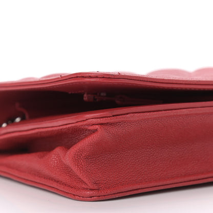 Chanel Caviar Quilted Boy Wallet On Chain WOC Red 10 of 15