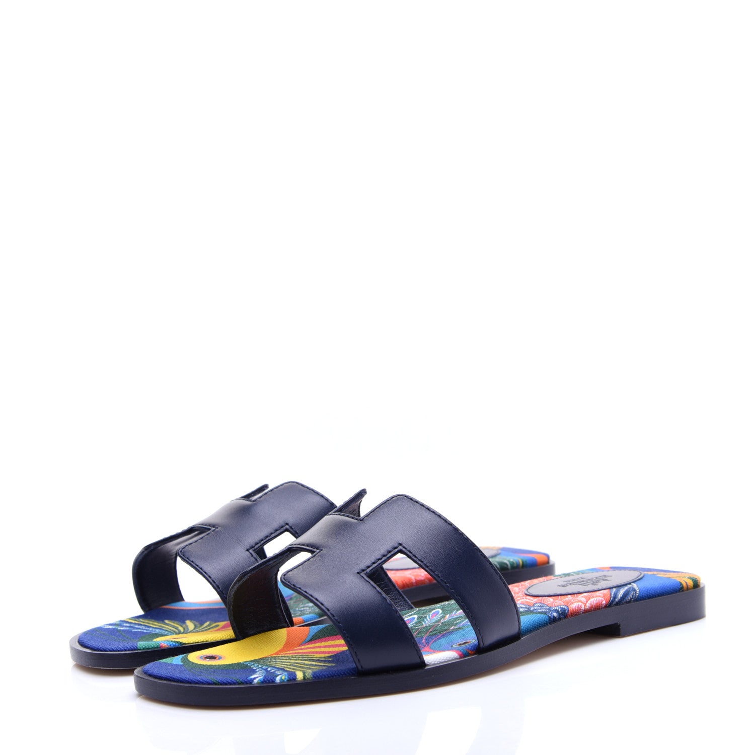Hermes Calfskin Oran Sandals 36.5 Bleu 4 of 13