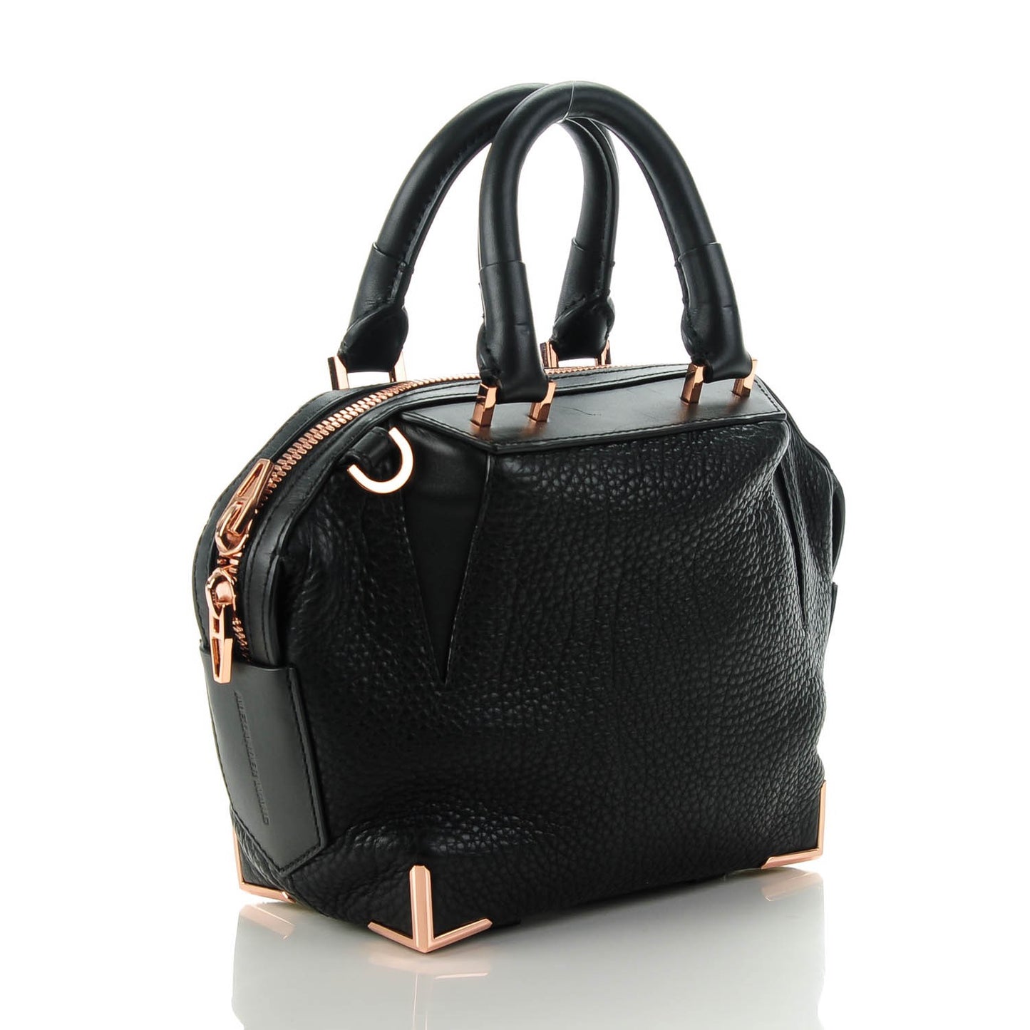 Pebbled Calfskin Mini Emile Black Rose Gold Hardware