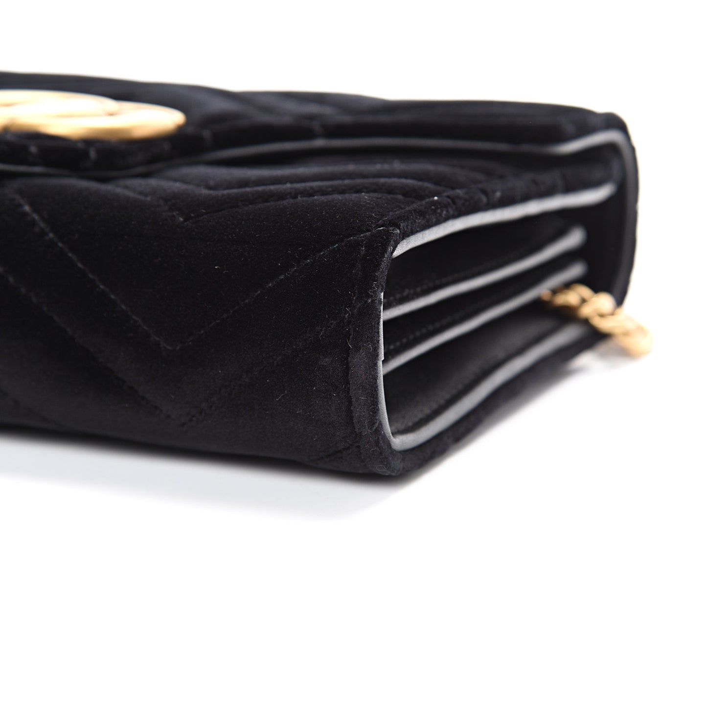 Velvet Matelasse GG Marmont Chain Wallet Black