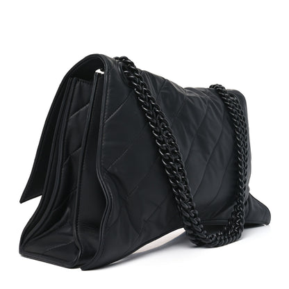 Balenciaga Satin Calfskin Quilted Matte Black Hardware Large Crush Chain Bag Black 3 of 10