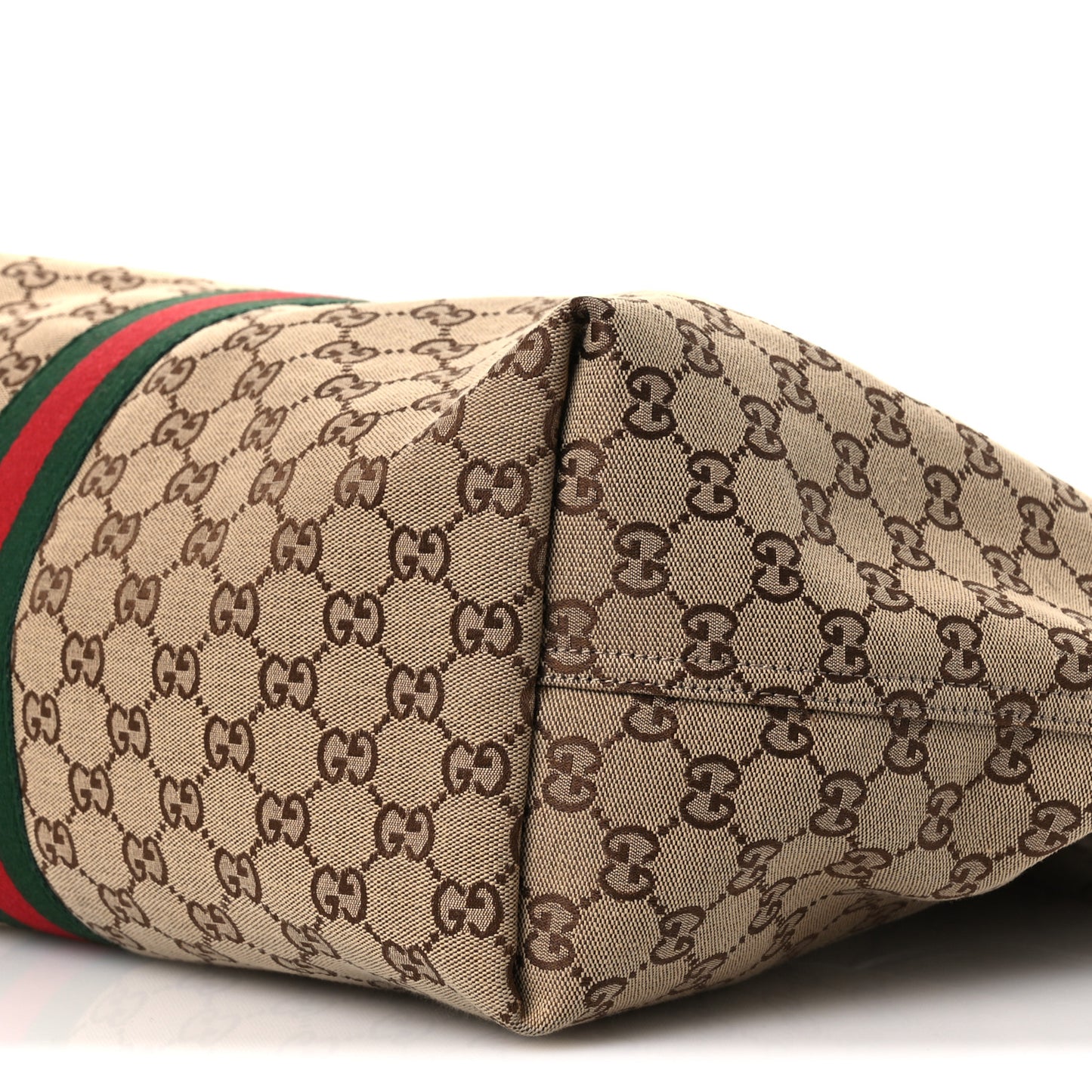 GG Monogram Web Large Giglio Tote Beige Brown