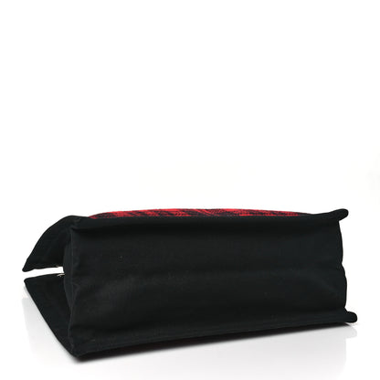Saint Laurent Wool Tartan Rive Gauche Noe Tote Red Black 4 of 10