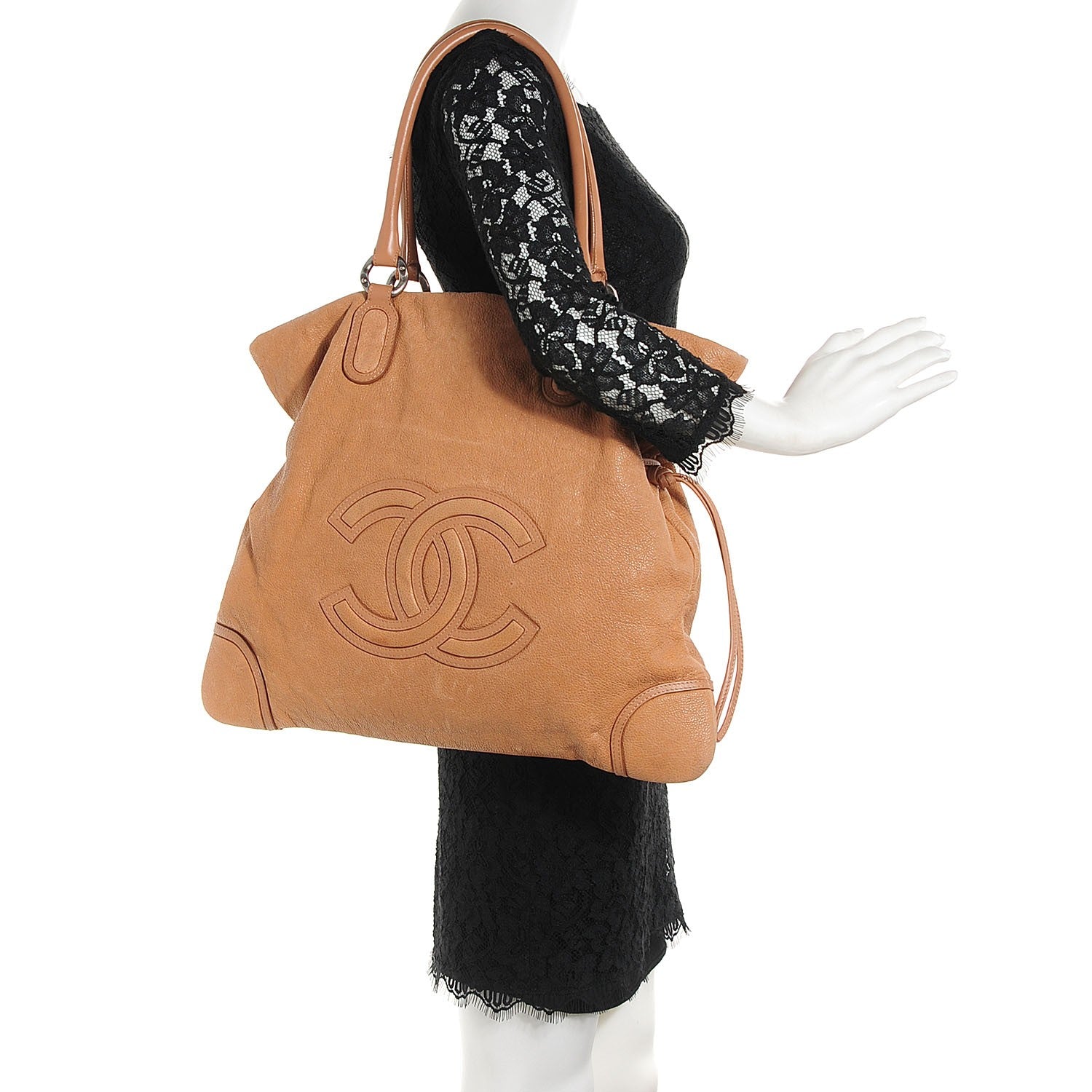 Chanel Calfskin CC Shoulder Bag Dark Beige 2 of 7