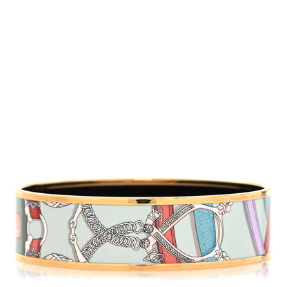 Hermes Enamel Printed Wide Cavald'Or Bracelet 65 Romantique 1 of 5