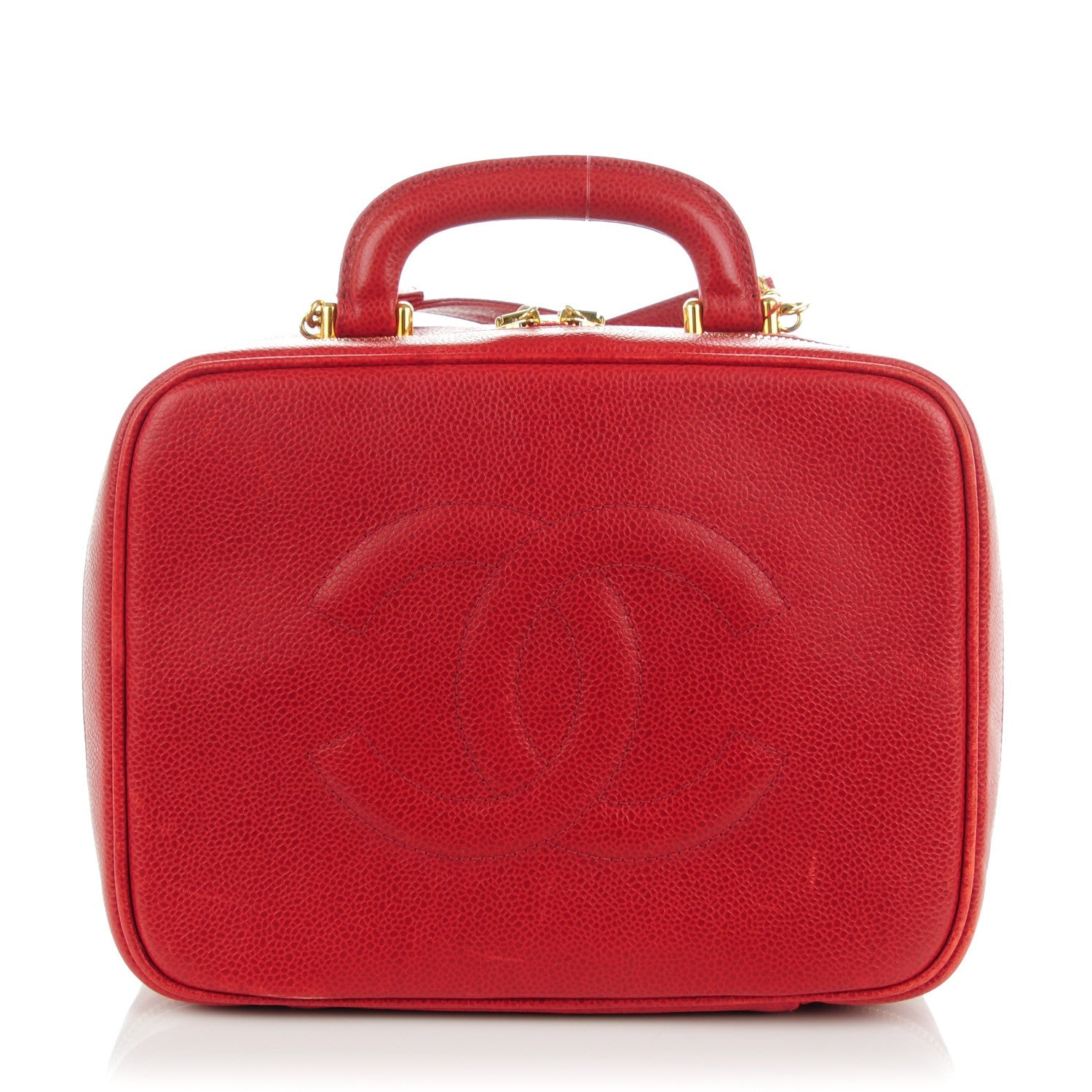 Chanel Caviar CC Vanity Cosmetic Case Red 1 of 9