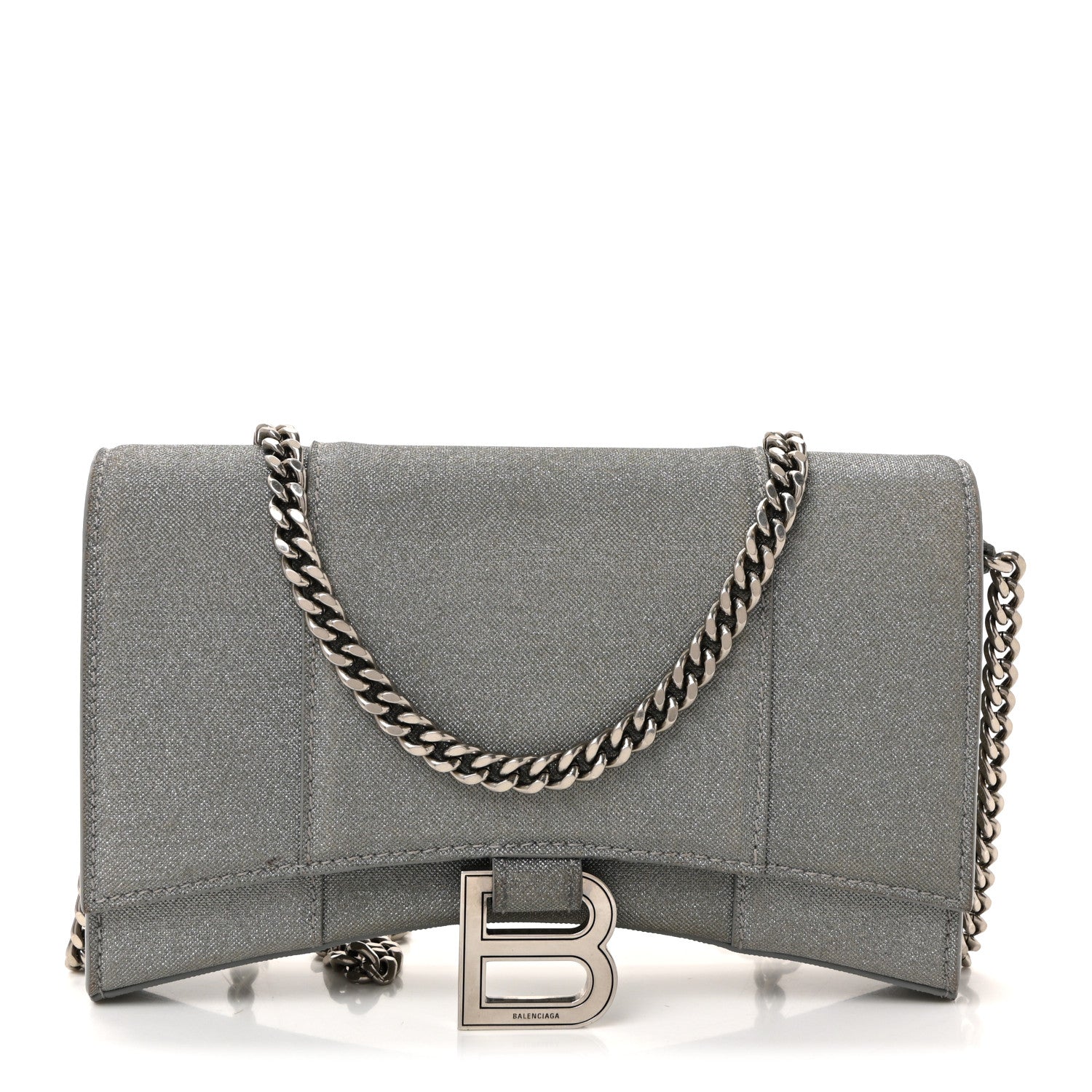 Balenciaga Glitter Fabric Hourglass Chain Bag Grey 1 of 9
