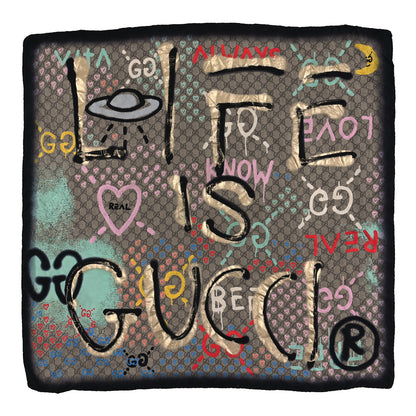 Gucci Silk Twill GG Monogram Life is Gucci Square Scarf Multicolor 1 of 4