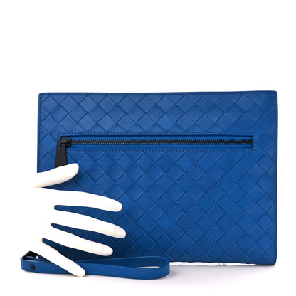 Bottega Veneta Calfskin Intrecciato Small Document Case Blue 2 of 14