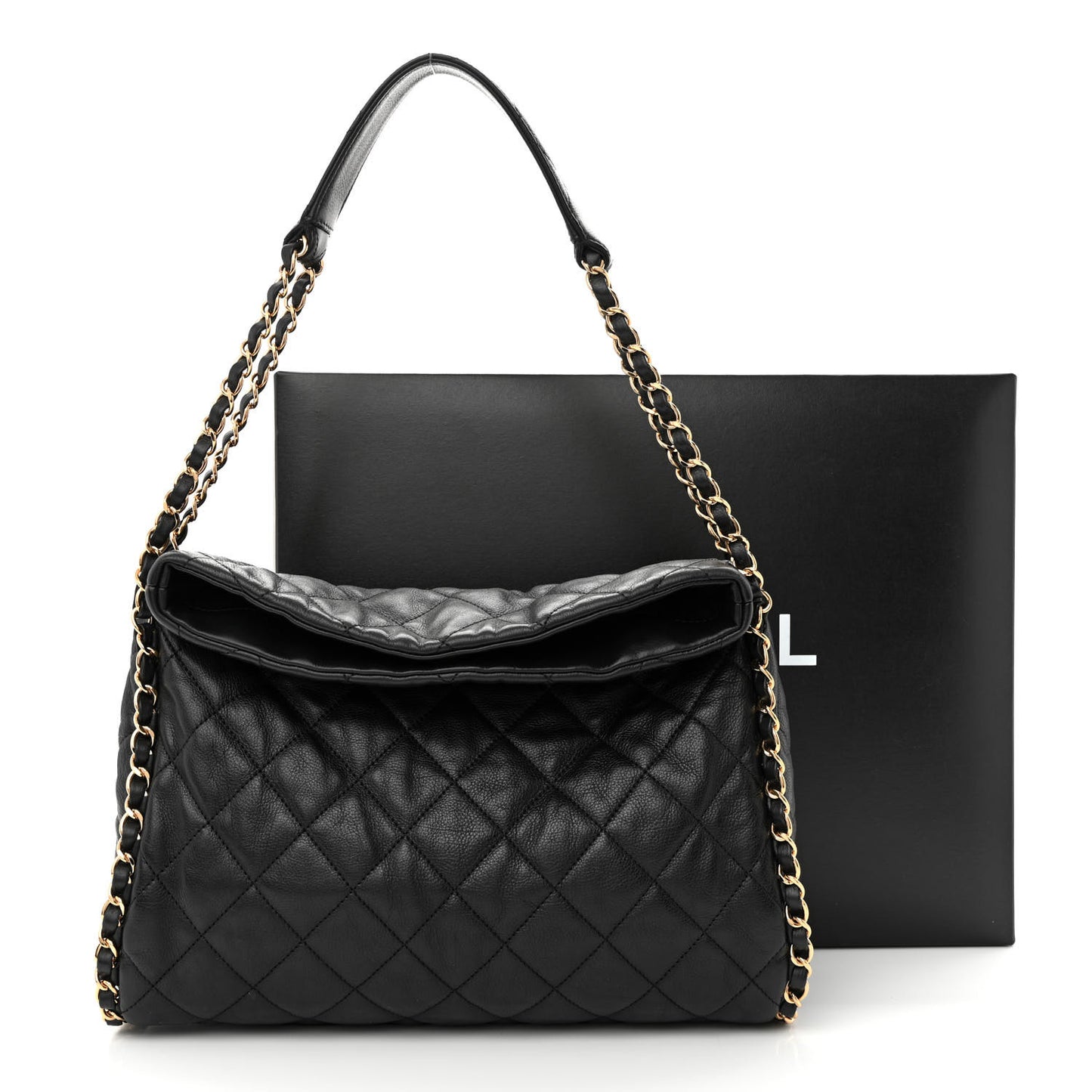 Calfskin Quilted Medium Chain Me Hobo Black
