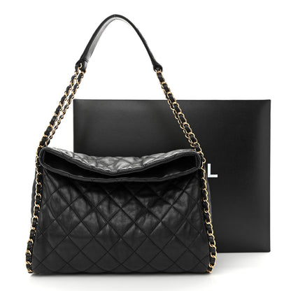 Chanel Calfskin Quilted Medium Chain Me Hobo Black 11 of 11