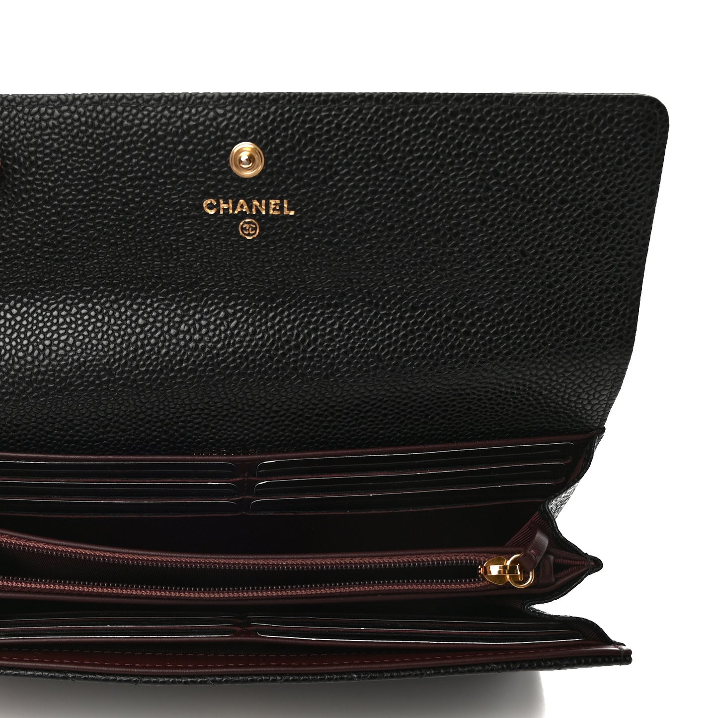 Caviar Quilted Large Gusset Flap Wallet Black