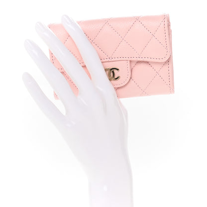 Chanel Caviar Quilted Flap Card Holder Wallet Light Pink 2 of 9