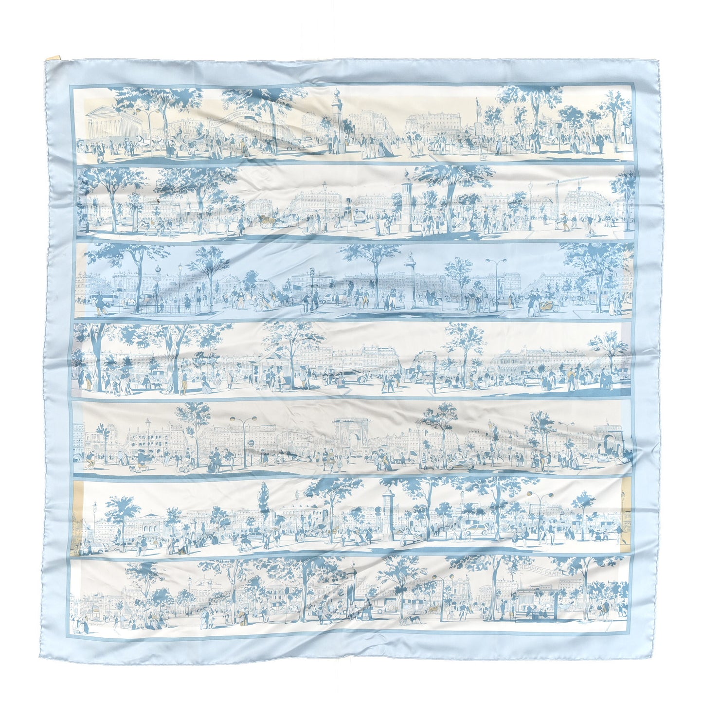 Silk A l'Ombre des Boulevards Scarf 90 Ciel White Gris Perle