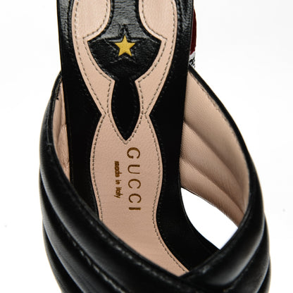 Gucci Malaga Kid Kingsnake Webby Crossover High Heel Slide Sandals 36.5 Black 6 of 9