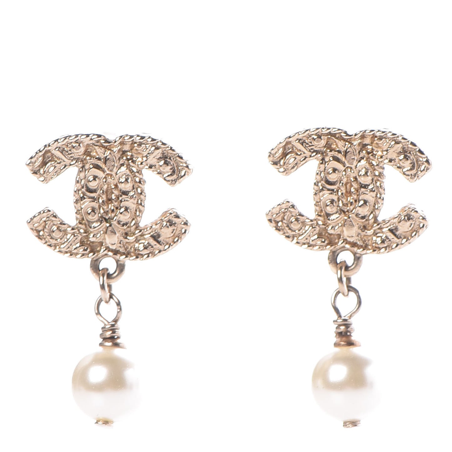 Pearl CC Drop Earrings Gold
