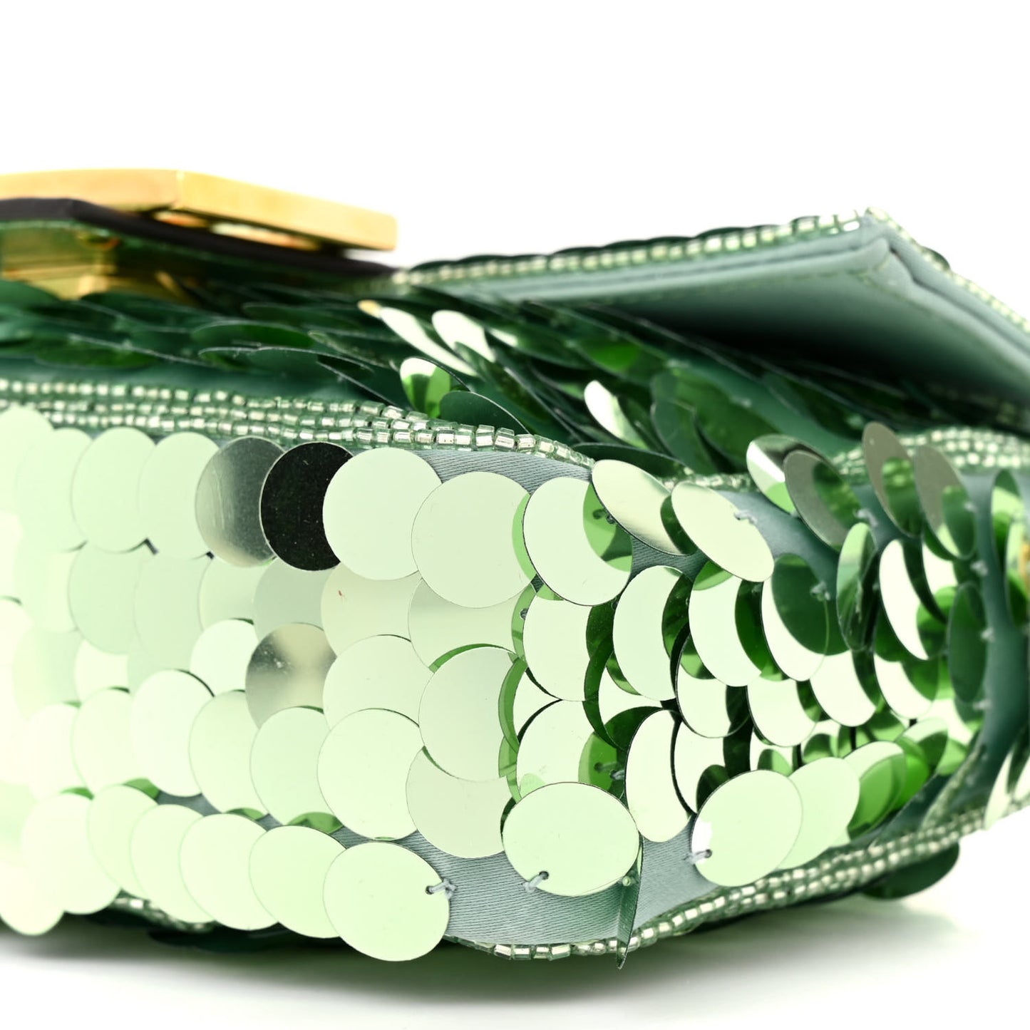 Satin Paillettes Catalan Mirror Mini Baguette 1997 Green