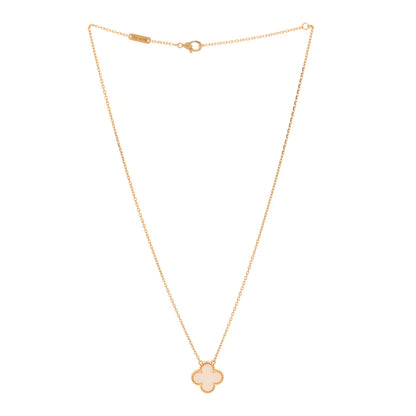 Van Cleef & Arpels 18K Yellow Gold Mother of Pearl Vintage Alhambra Pendant Necklace 3 of 7