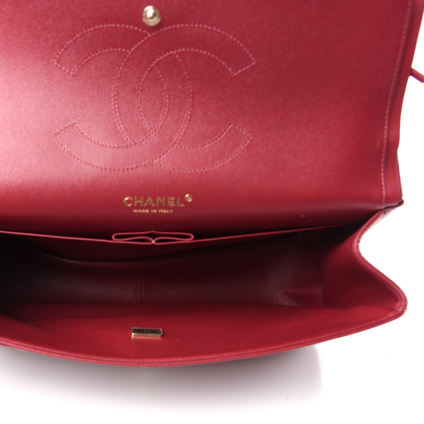 Lambskin Quilted Jumbo Double Flap Burgundy
