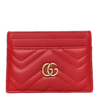 Gucci Calfskin Matelasse GG Marmont Card Holder Hibiscus Red 1 of 10