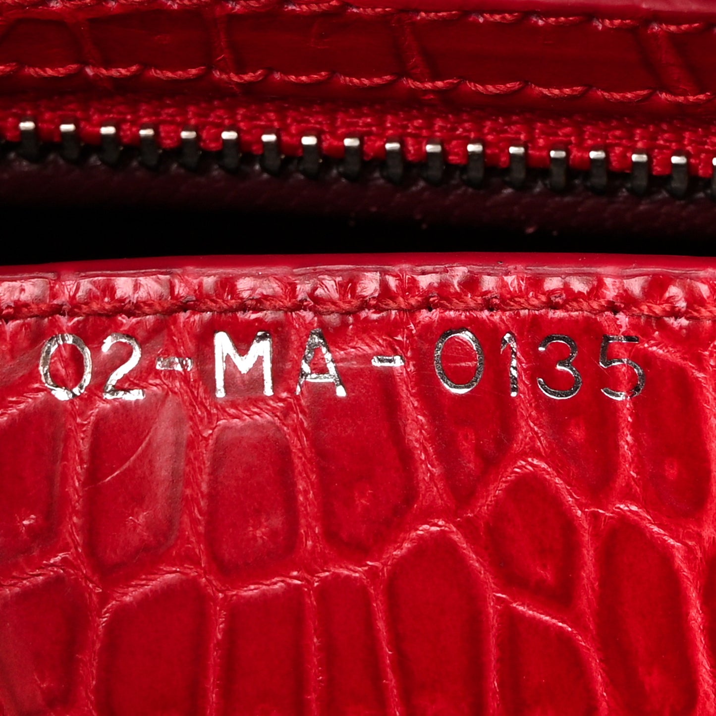Alligator Medium Lady Dior Red