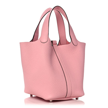 Hermes Taurillon Clemence Picotin Lock 18 PM Rose Sakura 3 of 10