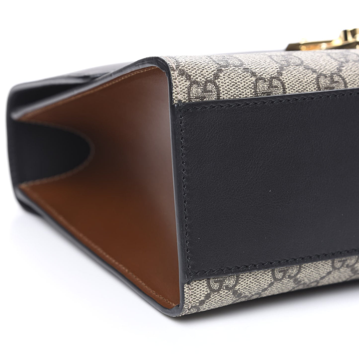 GG Supreme Monogram Calfskin Medium Padlock Shoulder Bag Beige Black Cuir
