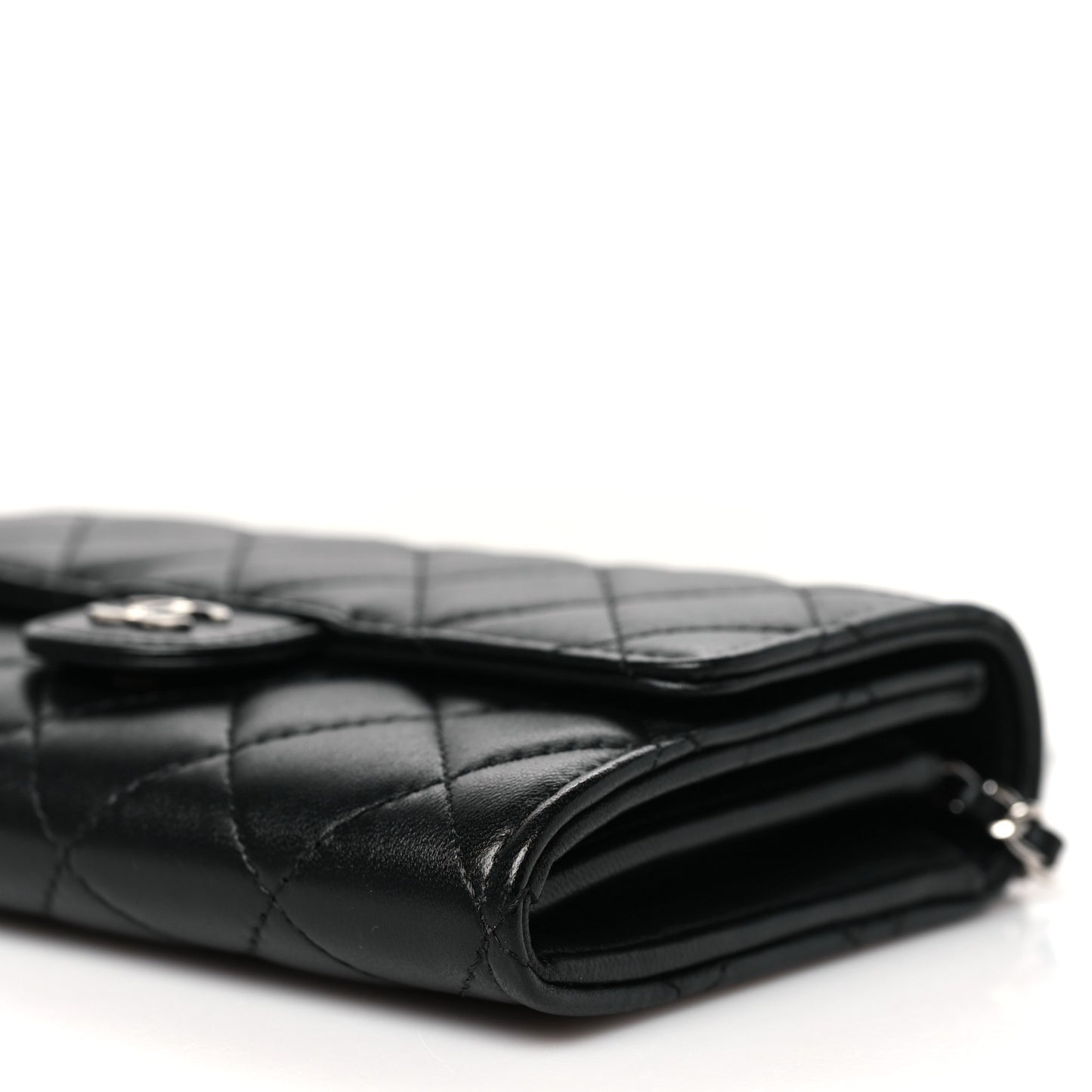 Lambskin Quilted Mini French Wallet On Chain WOC Black