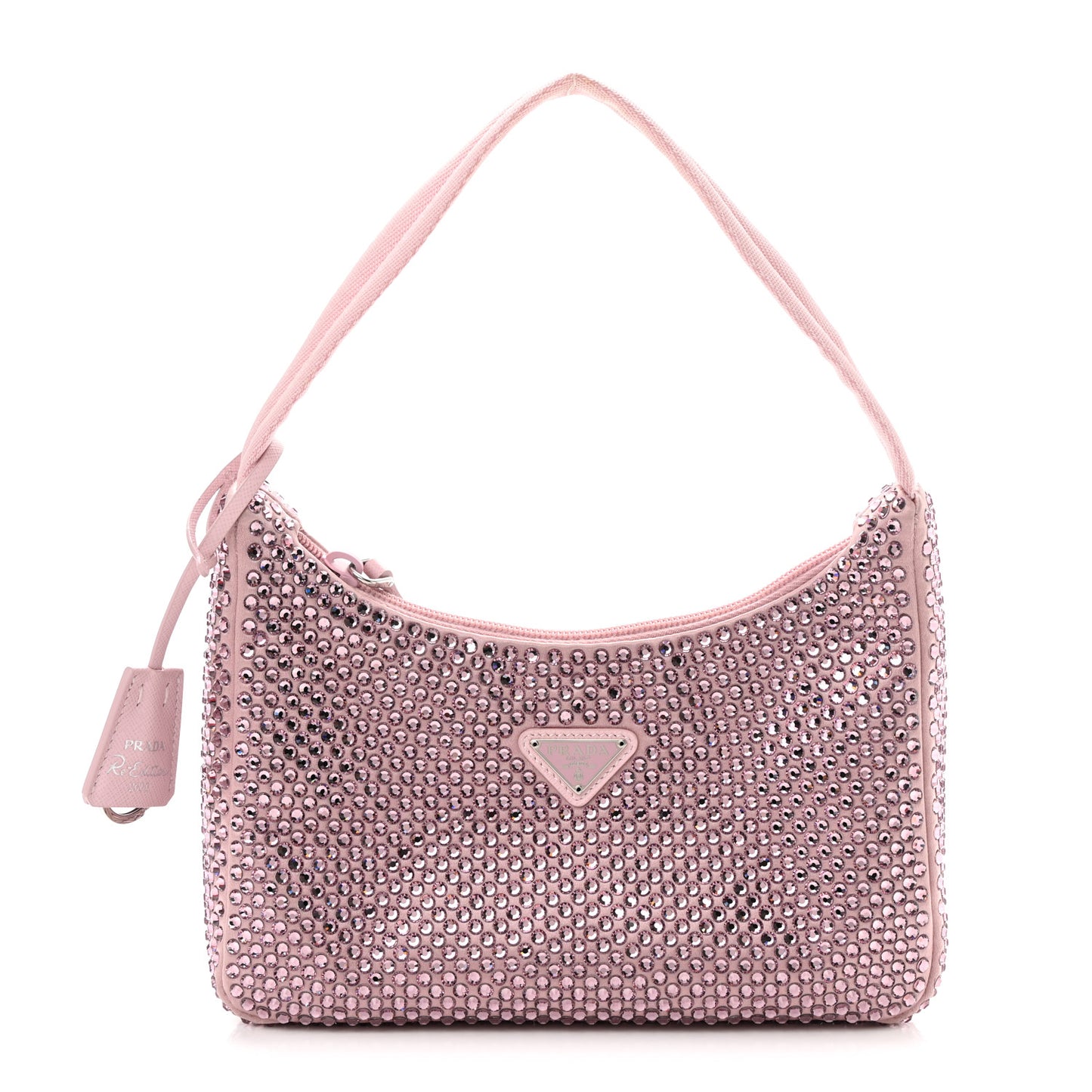 Satin Crystal Mini Re-Edition 2000 Bag Alabastro