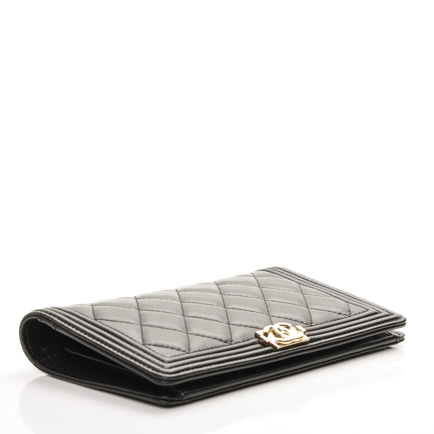 Lambskin Quilted Boy Yen Wallet Black