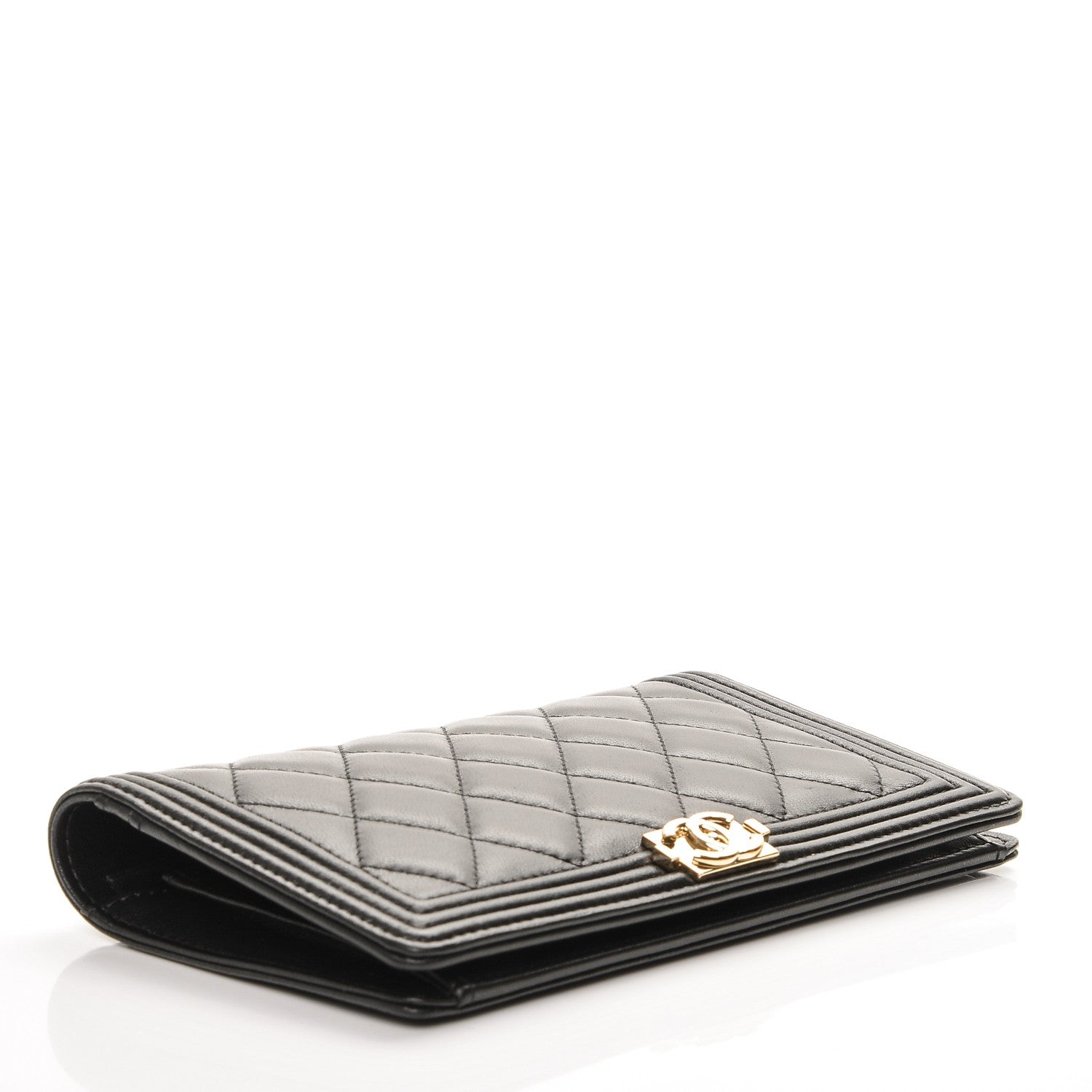 Chanel Lambskin Quilted Boy Yen Wallet Black 4 of 7
