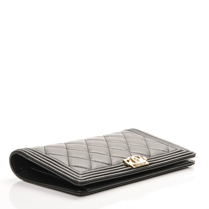 Chanel Lambskin Quilted Boy Yen Wallet Black 4 of 7