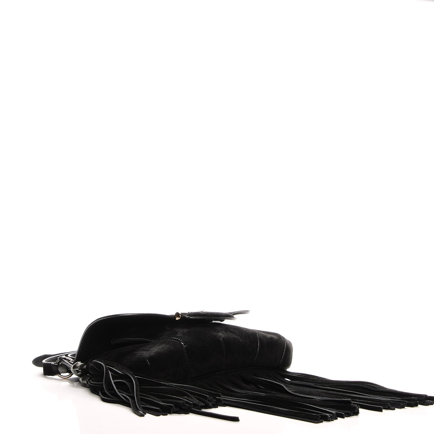 Suede Medium Nouveau Fringe Shoulder Bag Black