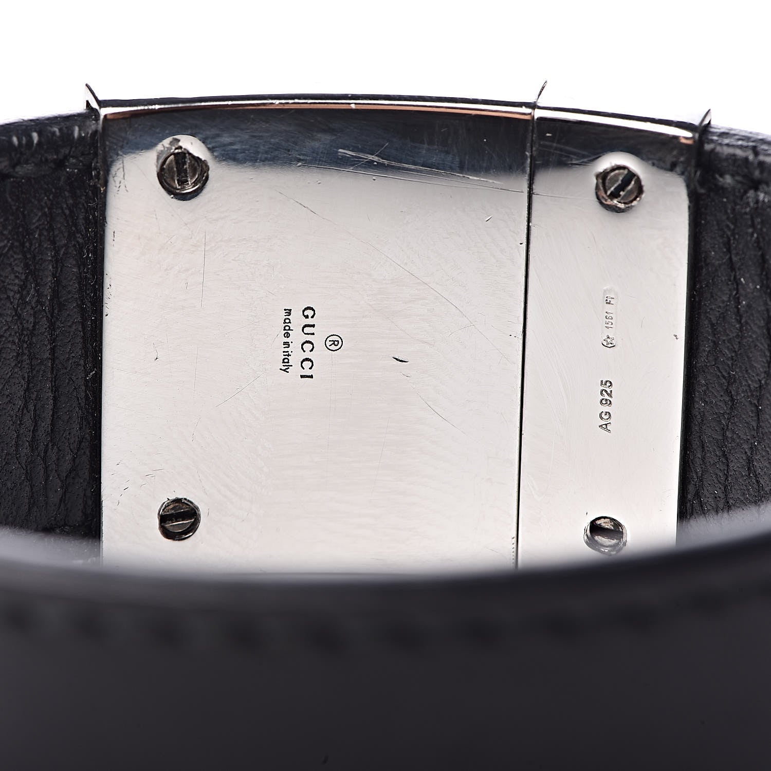 Gucci Sterling Silver Calfskin Interlocking G Bracelet Black 5 of 7