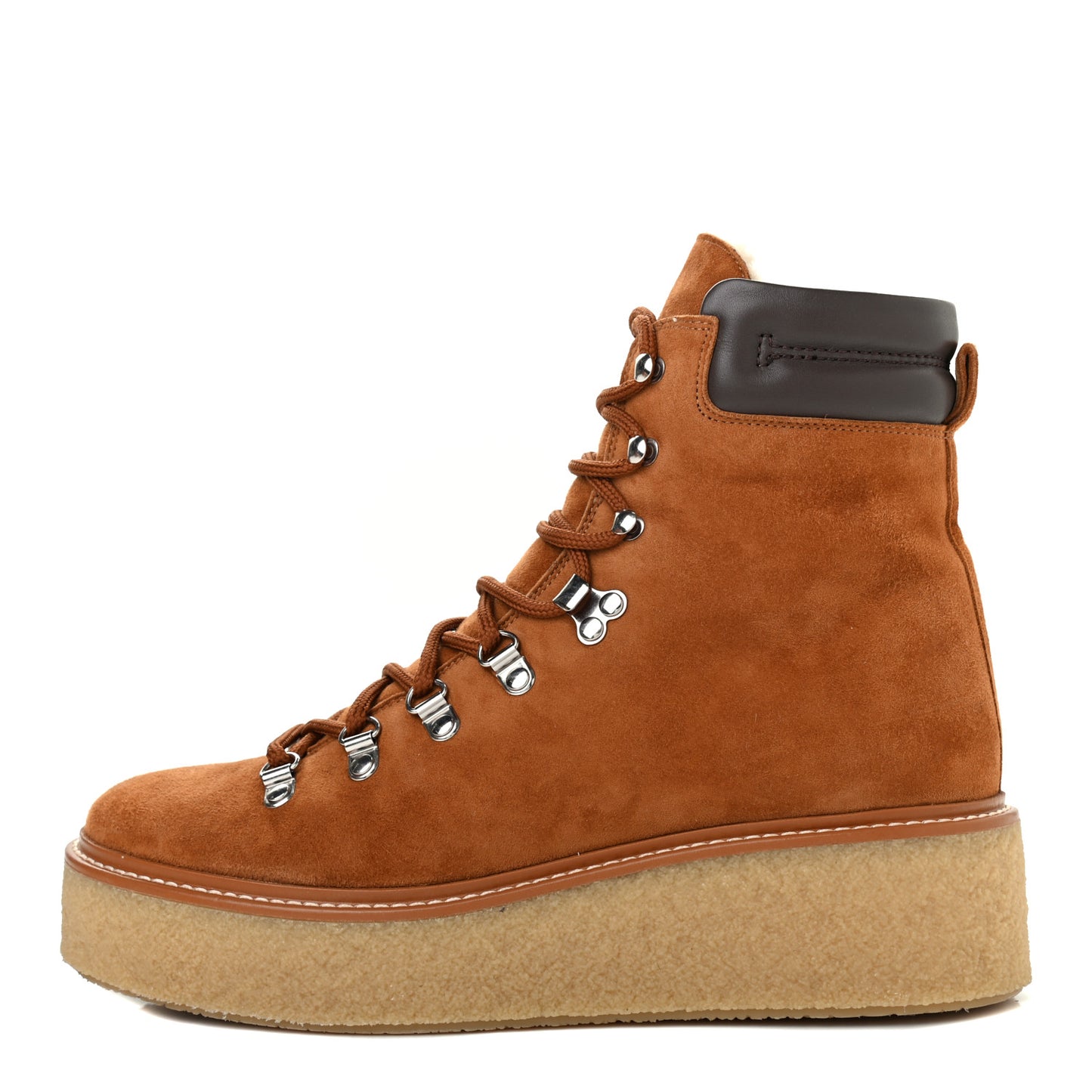 Suede Shearling Womens Discovery Ankle Boots 39.5 Camel Ecru