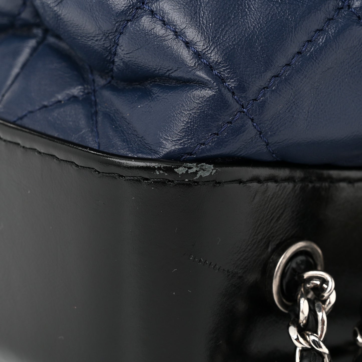 Aged Calfskin Quilted Gabrielle Backpack Navy Black