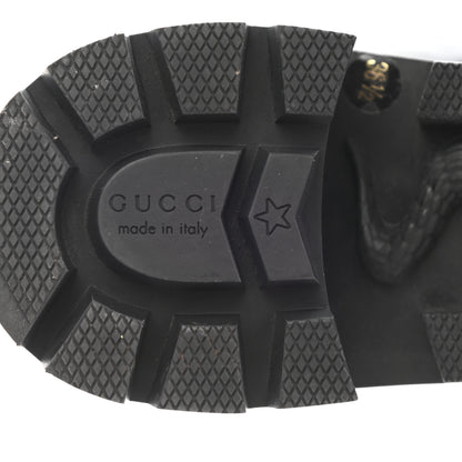 Gucci Calfskin Sylvie Web Lace Up Combat Boots 36.5 Black 6 of 18