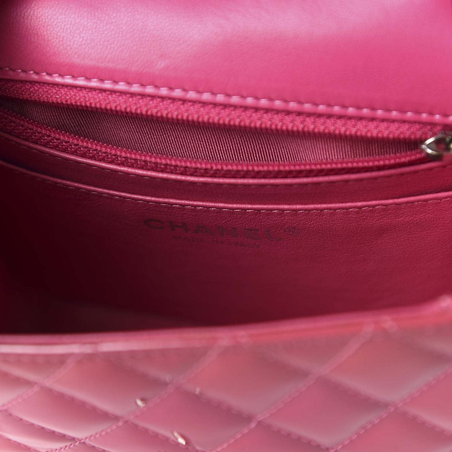 Patent Quilted Mini Square Flap Pink