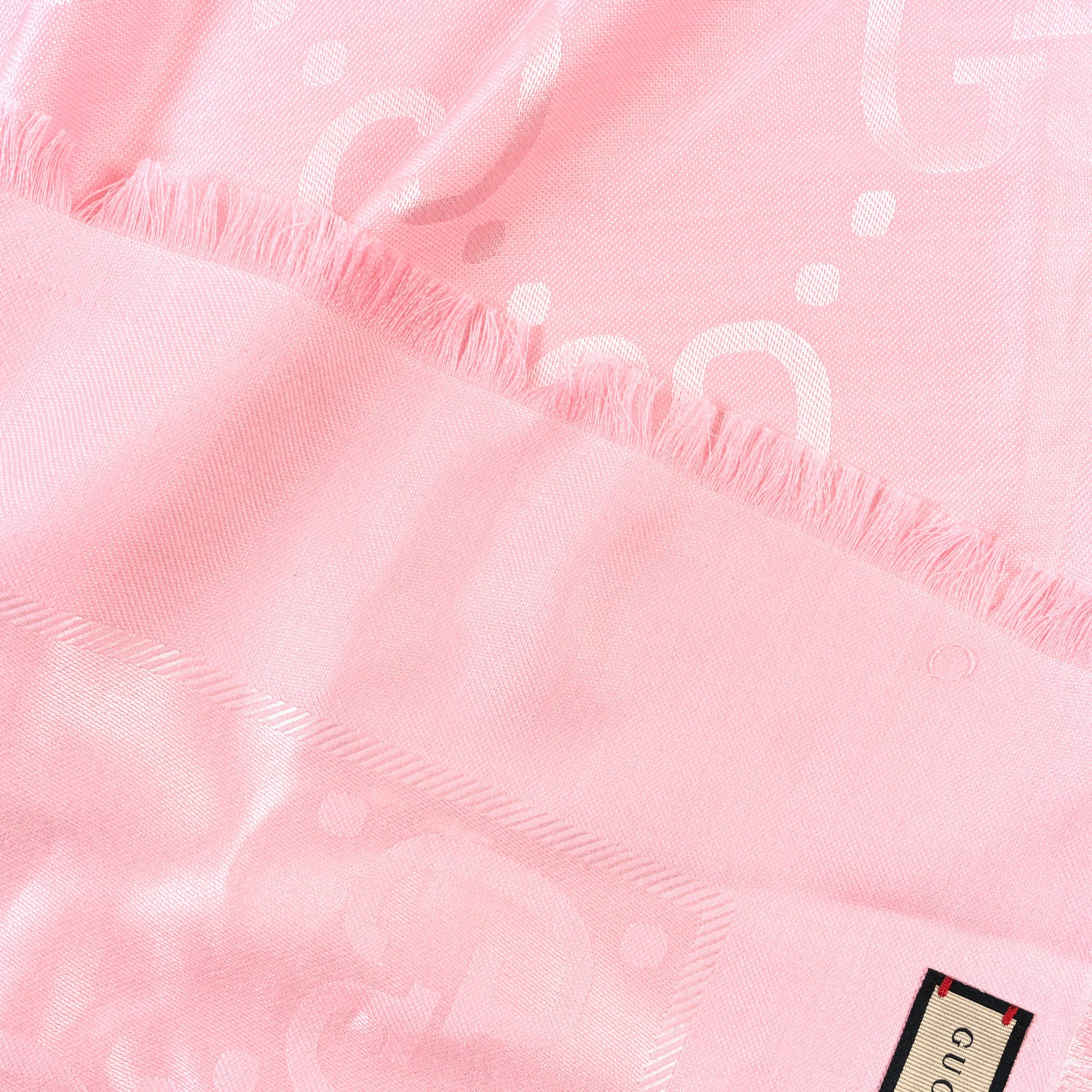 Gucci Wool Silk GG Jacquard Shawl Pink 4 of 4