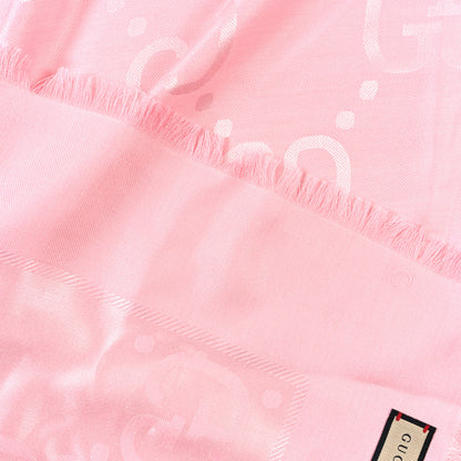 Gucci Wool Silk GG Jacquard Shawl Pink 4 of 4