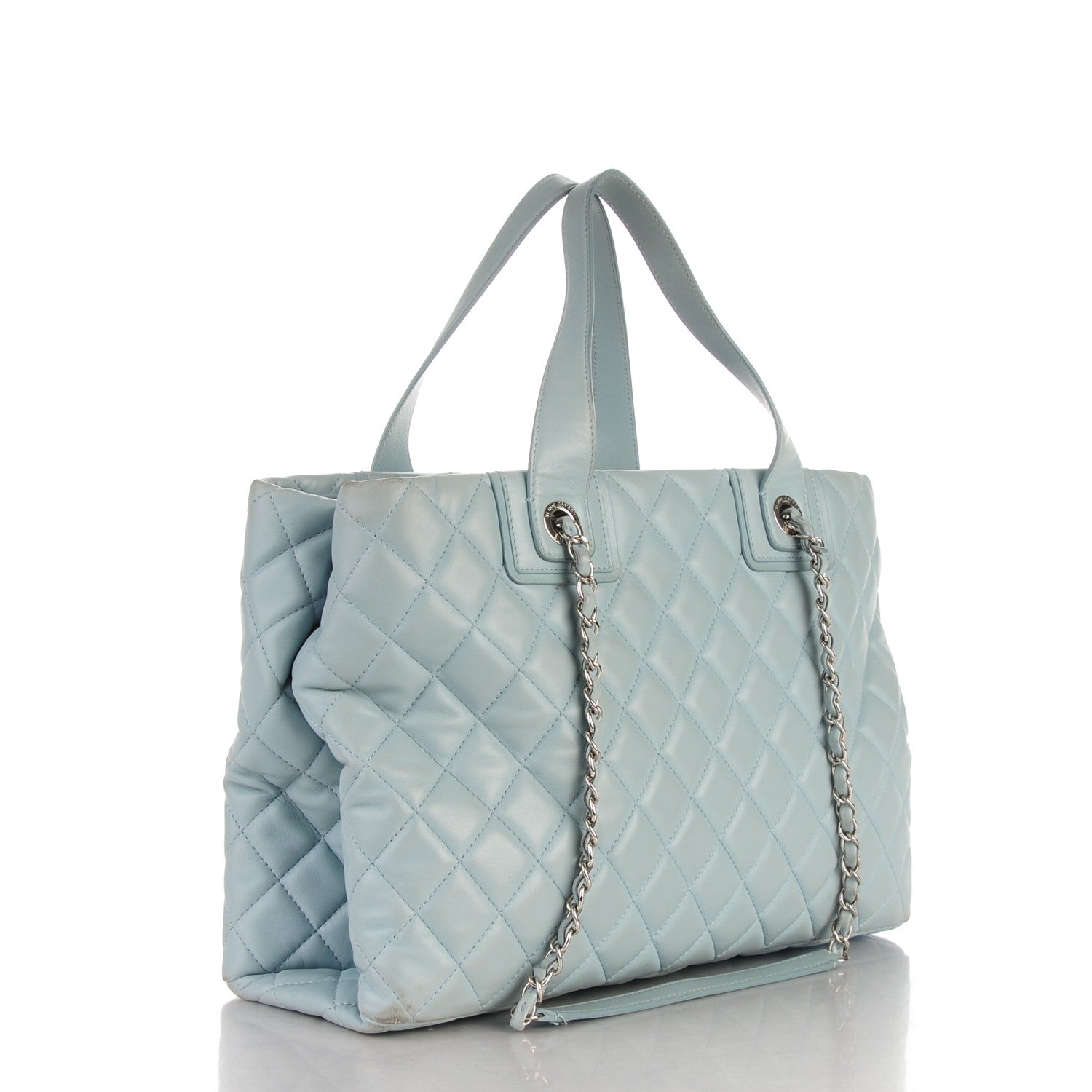 Chanel Lambskin Quilted Daily Shopping Tote Light Blue 3 of 11