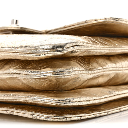 Chanel Metallic Crackled Calfskin Medium Clam's Pocket Flap Gold 12 of 14