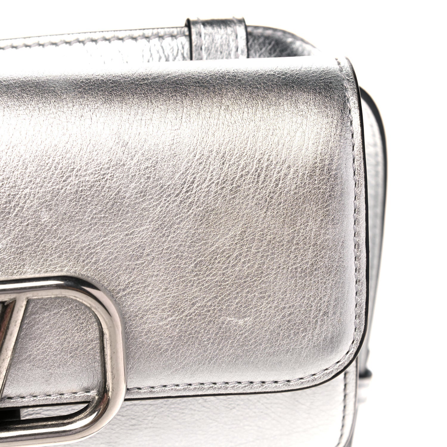 Valentino Garavani Metallic Calfskin VSling Belt Bag Silver 6 of 14