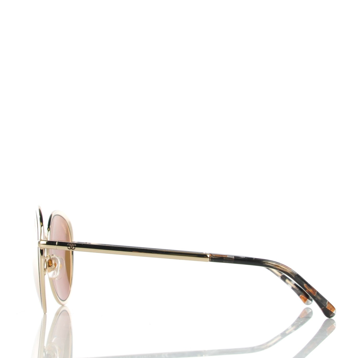 Chanel 18k Gold Mirror Round Signature Sunglasses 4206 Gold 5 of 6