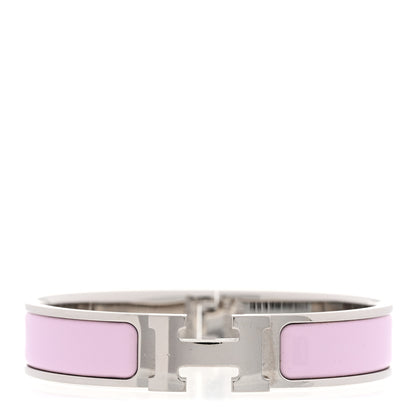 Hermes Enamel Narrow Clic Clac H Bracelet PM Rose Dragee 1 of 5
