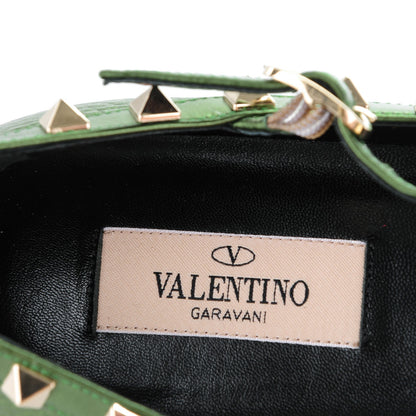 Valentino Garavani Metallic Pebbled Calfskin Rockstud Cage Ballerina Flats 37.5 Field 8 of 8